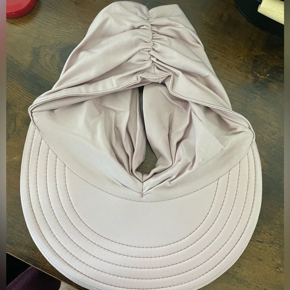 NWT Pleated Sun visor foldable stretchy summer hat for UV protection light pink - Picture 6 of 6